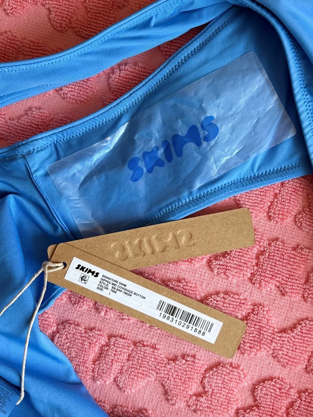 💙 SKIMS Signature Swim Dipped Mid Coverage Bottom | Tide | L | NWT 🏷️